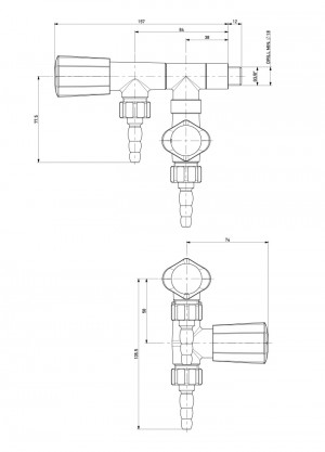 Outlet tap for vacuum pump - right