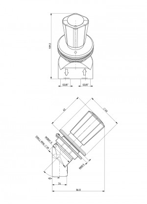 Fume cupboard valve - 45° - G3/8 - water - grey