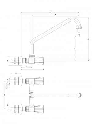 Wall up mixer- G1/2 l55 - l=250