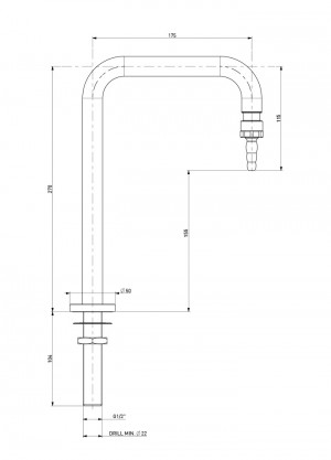 Fixed mounted gooseneck- h=155 - l=175 - G1/2 l=100 -stainless steel body 
