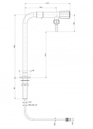 Polypropylene standout with 1 tap and tube- h=300 l=150
