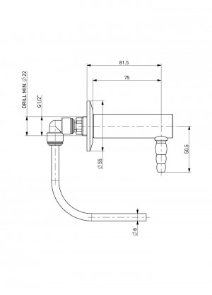 Connection 90° with tube and quick release