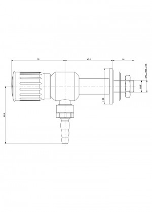 Water stainless teel tap - l=70 - G3/8 l=30 - cylindrical handle 
