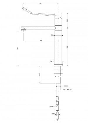 Water mixer with movable neck h=200 l=200