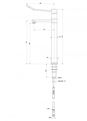 Water mixer with movable neck h=300 l=150 