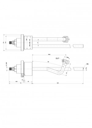 Fume cupboard valve Ø42 gas - "in" tube Ø10x1 - "out" G3/8