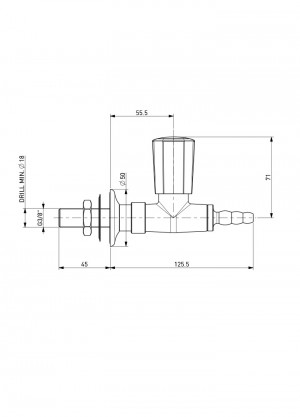 Tap - straight nozzle G3/8b - gas