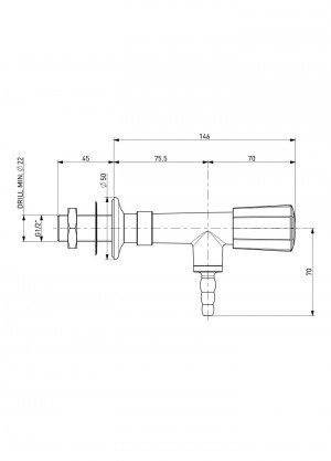Tap - nozzle 90° G1/2b - gas