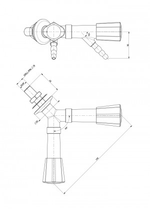 Double tap - nozzle 45° - y-distrib. G3/8b - gas