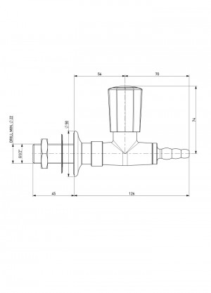 Tap - straight nozzle G1/2b - gas