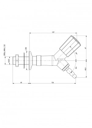 Tap - inclined handle nozzle 45° G1/2b - gas