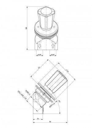 Fume cupboard valve - 45° - liquid gas 