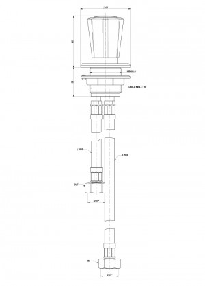 Fume cupboard valve with quickflex hoses l=1000 - l=2000 G1/2" female