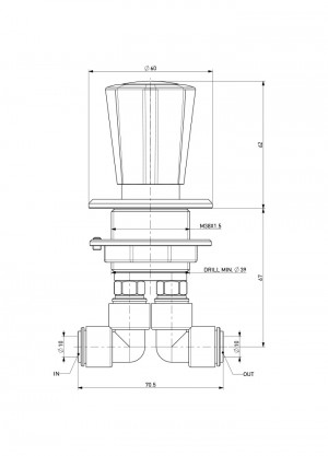 Fume cupboard valve - quick connections tube Ø10 