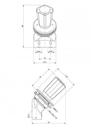 Fume cupboard valve - 45° - compressed air