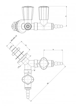 Double tap - straight nozzle - y - distribution -  G1/2b