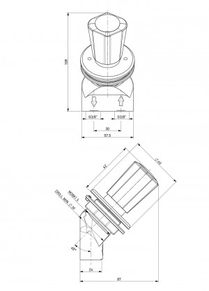 Fume cupboard valve - 45° - industrial gas