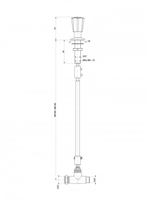 Fume cupboard valve with tap - G1/2m - G1/2f - h.min 480mm