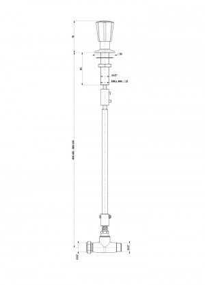 Fume cupboard valve with tap for gas -  G1/2 - G1/2" f. H 480-650