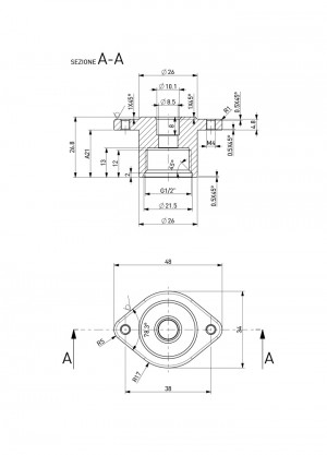 Straight connection - G1/2 - Ø b=10,1 - a=21