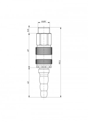 Quick connect coupling with closing valve and nozzle G3/8m