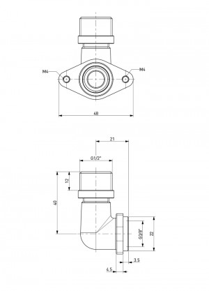90° bent connection - G3/8"f - G1/2"m