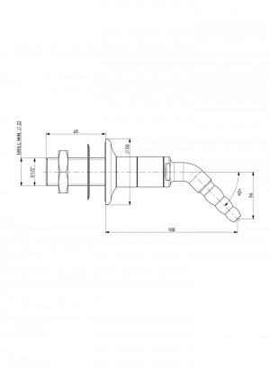 Nozzle 45° - G1/2 - blue flange