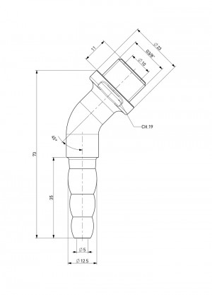 Olive-type nozzle - 45°