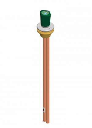 Grifo frontal para vitrina entrada y salida tubo de cobre de 12x1mm montura estándar para agua