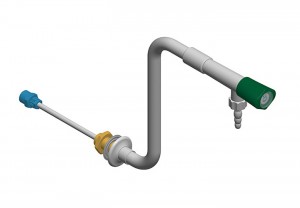 Columna con un grifo de laboratorio para agua y manguera en polipropileno  - h250 l=250