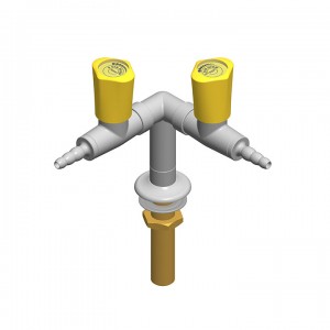 Columna con dos grifos de laboratorio para gas y - montaje mesa - G1/2b