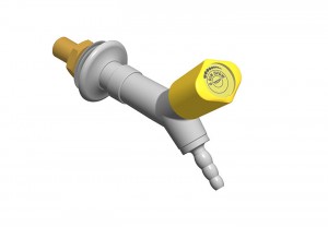 Grifo de laboratorio con salida escuadra para gas - boquilla racor 45° - G3/8b - gas volante grifo inclinado