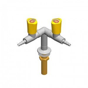 Columna con dos grifos de laboratorio para gas y  - montaje mesa - G1/2b 