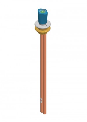 Grifo frontal para vitrina entrada y salida tubo de cobre de 12x1mm montura estándar para gas industrial